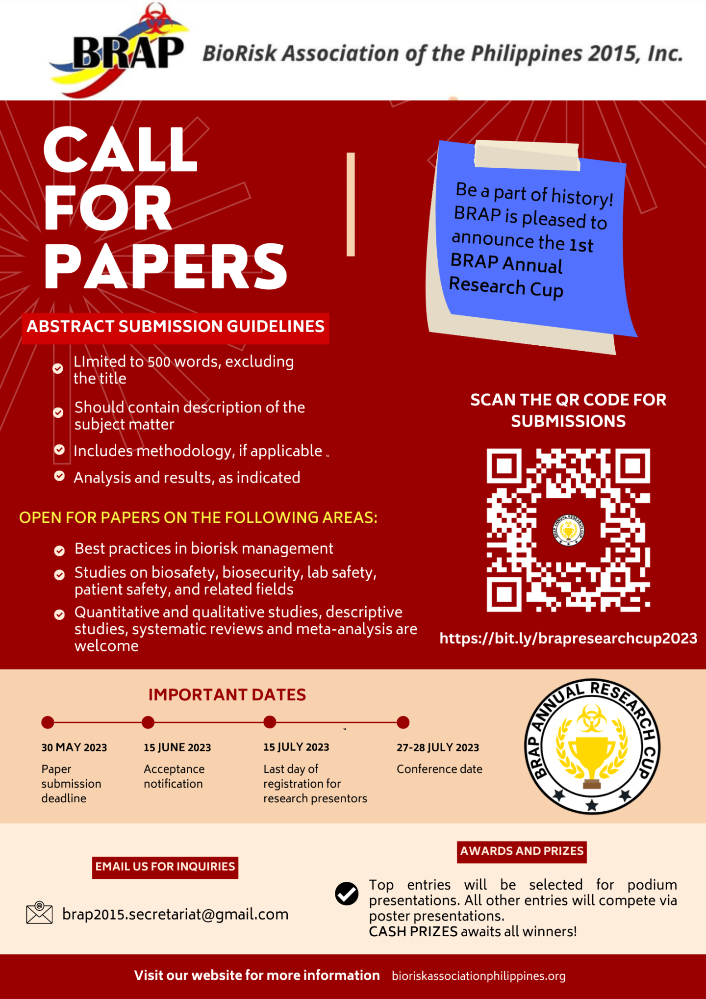 BRAP Annual Research Cup | BioRisk Association of the Philippines 2015 ...