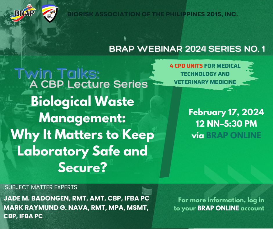 BRAP WEBINAR 2024 SERIES NO. 1 | BioRisk Association of the Philippines ...